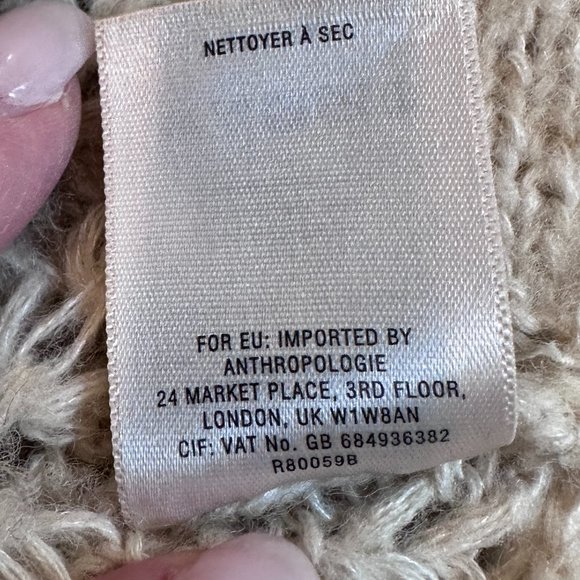 Field Flower Anthropologie Sweater Boho Chunky Crewneck Open Knit Oatmeal XS - Picture 9 of 9